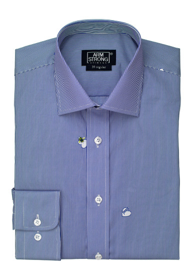 NAVY MINISTRIPE PRINTED POPLIN