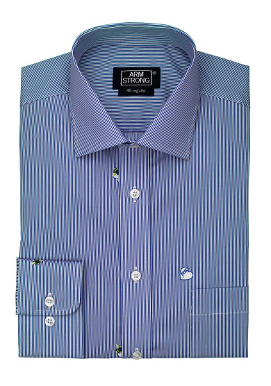 NAVY MINISTRIPE PRINTED POPLIN